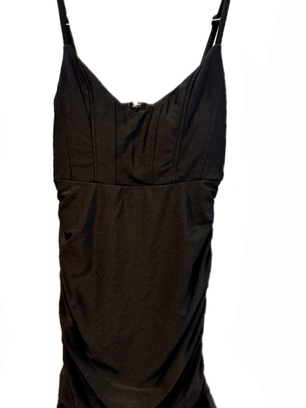 Extraordinary Ruched Mini Dress in Black Size Small Like New